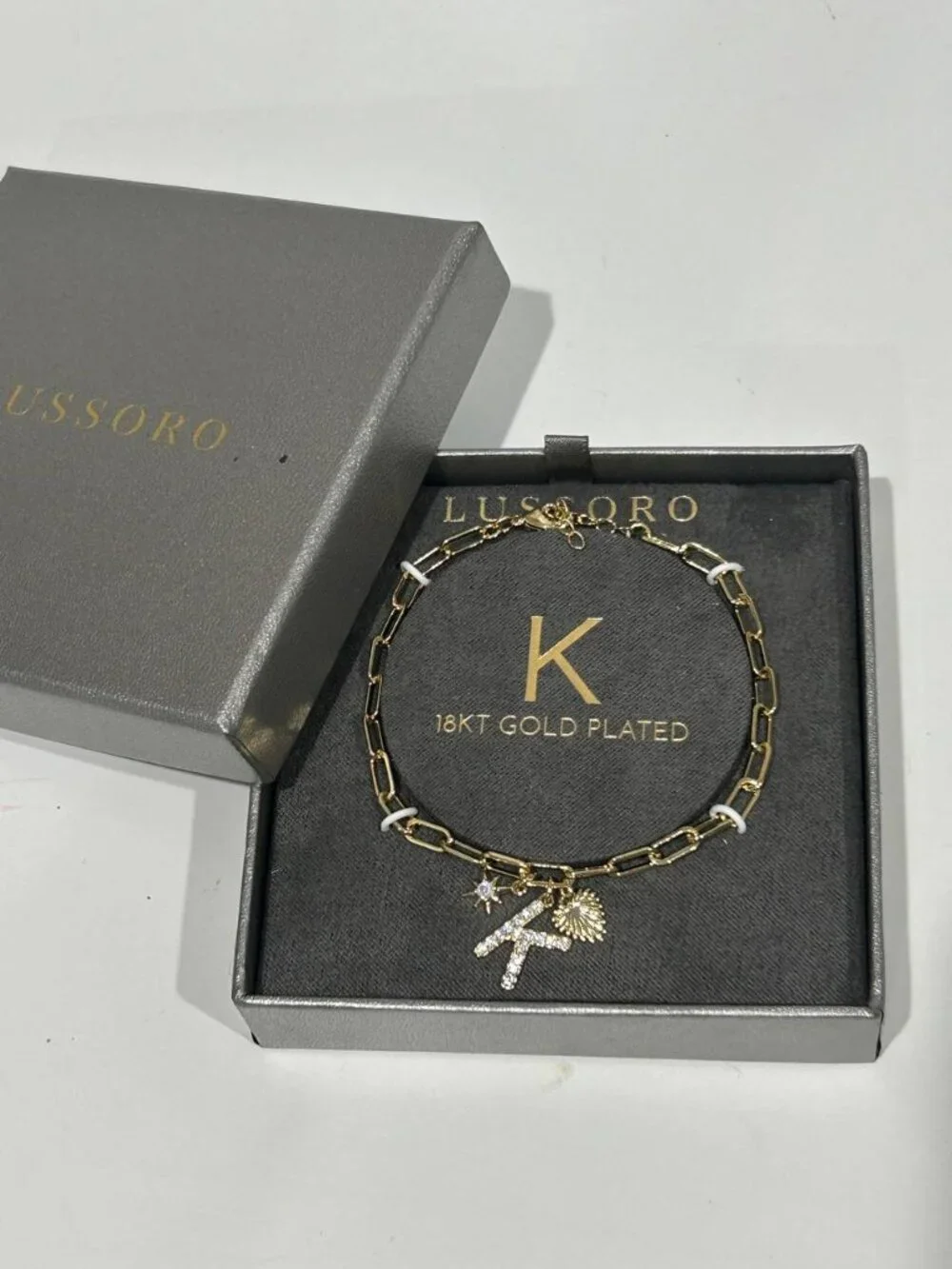 Lussoro “K” Initial Bracelet 18KT Gold Plated